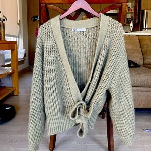 Zara cropped belted cardigan